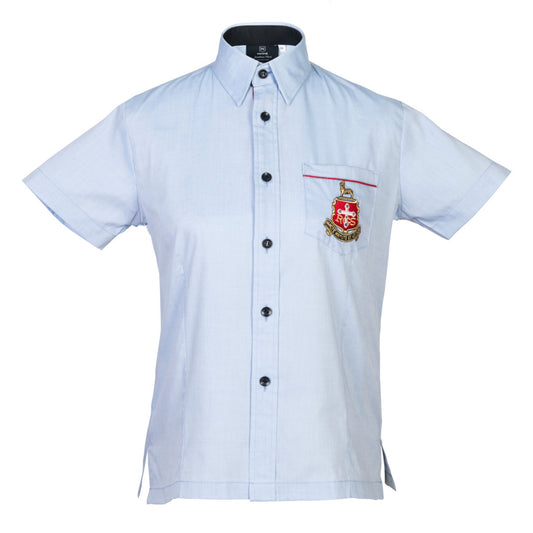 Academic Blue Short-Sleeve Shirt Tailored